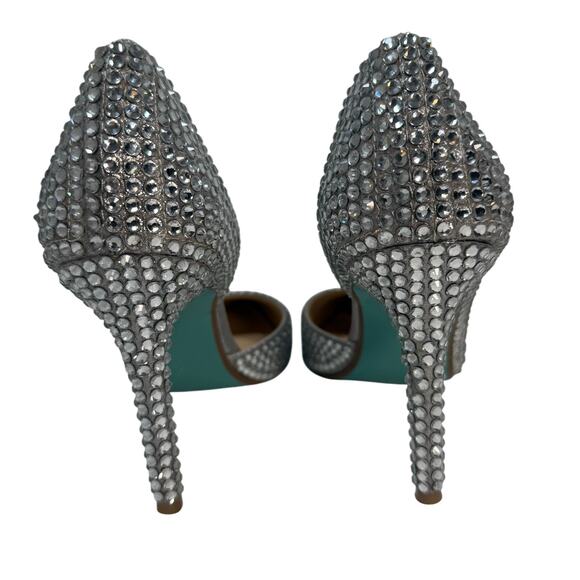 Betsey Johnson Hazil Silver Rhinestone Heels Women’s 8.5 Pointed Toe Pumps - Picture 7 of 9